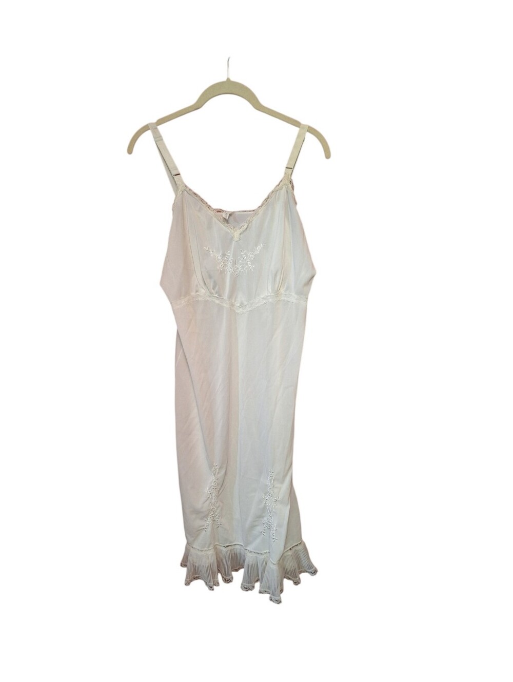 Vintage 1960s White Movie Star Brand Slip Ladies 38 Ivory Lace Details Old Money